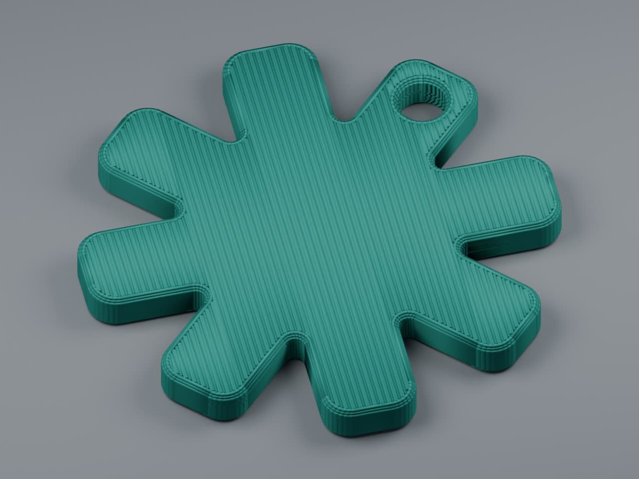 Three simple 3D printed keychain designs created in SolidWorks.